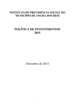 POLÍTICA DE INVESTIMENTOS 2015 Dezembro de 2014