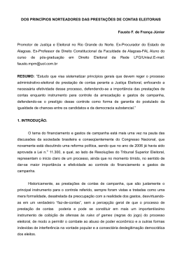 Dos princ&iacute;pios norteadores das presta&ccedil;&otilde;es des contas eleitoras