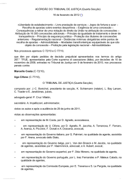 AC&Oacute;RD&Atilde;O DO TRIBUNAL DE JUSTI&Ccedil;A (Quarta