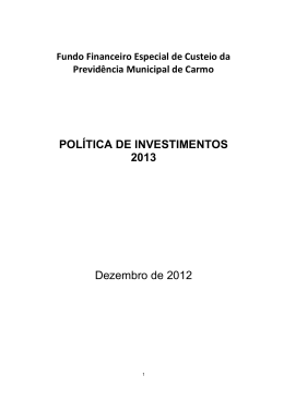 politica de investimentos 2013