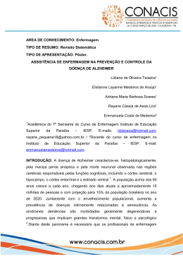 AREA DE CONHECIMENTO: Enfermagem TIPO DE RESUMO