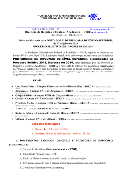 Edital de Matrícula - Portadores de diploma