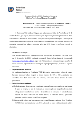 Processos Seletivos 2014 &ndash; Gradua&ccedil;&atilde;o Presencial Edital de