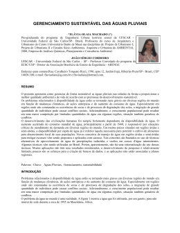 GERENCIAMENTO SUSTENT&Aacute;VEL DAS &Aacute;GUAS PLUVIAIS