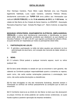 EDITAL DE LEIL&Atilde;O Artur Henrique Carstens, Paulo
