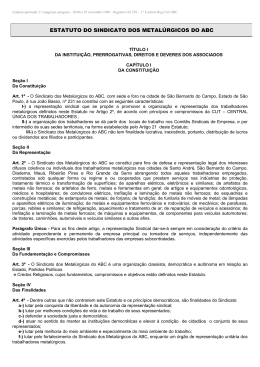 ESTATUTO DO SINDICATO DOS METAL&Uacute;RGICOS DO ABC
