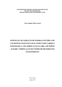 potencial de gera&ccedil;&atilde;o de energia el&eacute;trica de um sistema fotovoltaico