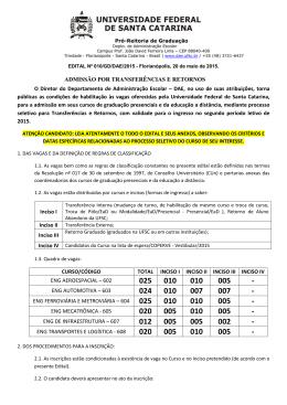 Transfer&ecirc;ncias & Retorno 2015-2 - Universidade Federal de Santa