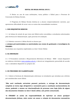 EDITAL DE BOLSA SOCIAL 2015.1 O Reitor no uso de suas