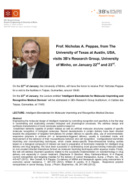 Prof. Nicholas A. Peppas, from The University of Texas at Austin