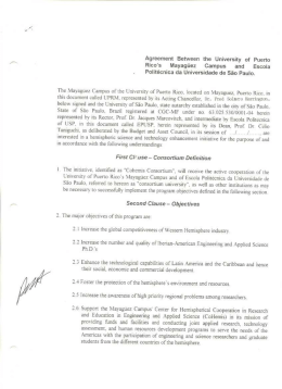 Agreement Between the University ef Puerte Rice`s