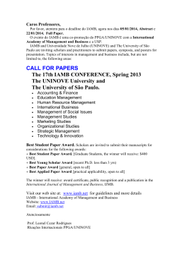 CALL FOR PAPERS The 17th IAMB CONFERENCE