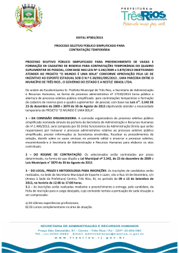 Edital Processo Seletivo - Prefeitura de Três Rios-RJ