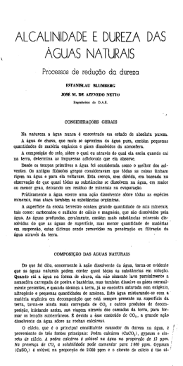 ALCALINIDADE E DUREZA DAS AGUAS NATURAIS