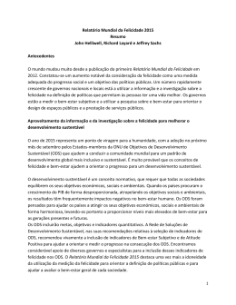Relatório Mundial da Felicidade 2015