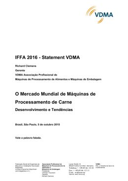 IFFA 2016 - Statement VDMA O Mercado Mundial