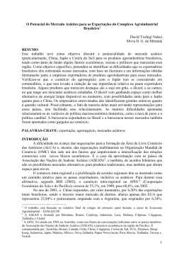 1 O Potencial do Mercado Asi&aacute;tico para as Exporta&ccedil;&otilde;es do