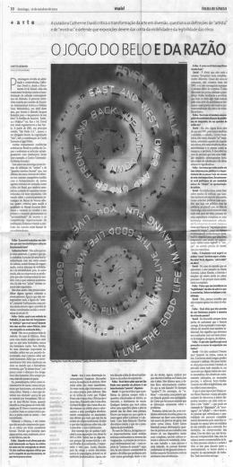 O jogo do belo e da raz&atilde;o, Lisette Lagnado, out. de 2003