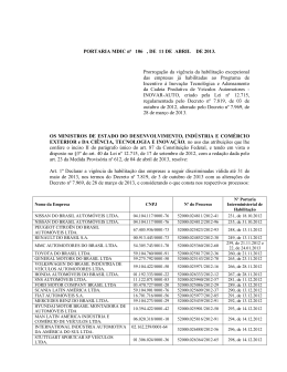 Portaria 106 - Minist&eacute;rio do Desenvolvimento, Ind&uacute;stria e Com&eacute;rcio