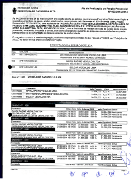 Resultado da Sess&atilde;o P&uacute;blica - Prefeitura de Cachoeira Alta