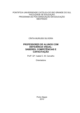 PROFESSORES DE ALUNOS COM DEFICI&Ecirc;NCIA VISUAL