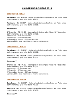 VALORES DOS CURSOS 2014