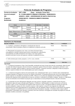 Ficha de Avalia&ccedil;&atilde;o do Programa