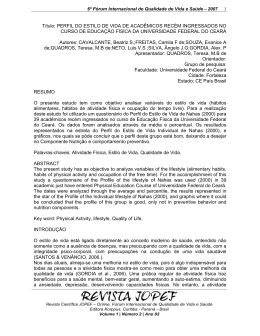 1 T&iacute;tulo: PERFIL DO ESTILO DE VIDA DE