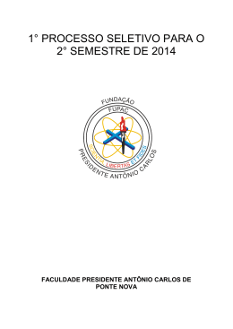 1&deg; PROCESSO SELETIVO PARA O