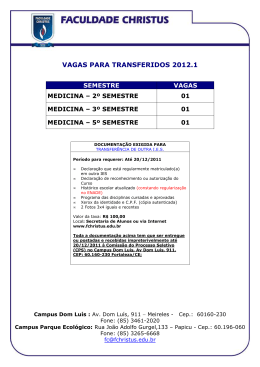 Vagas Ofertadas Transferidos 2012.1