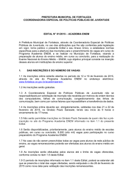 Edital do Academia Enem 2015 - Prefeitura Municipal de Fortaleza