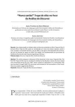 "Nunca ser&atilde;o!" Tropa de elite no foco da An&aacute;lise - Cr&aacute;tilo
