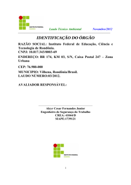 LAUDO AMBIENTAL VILHENA-RO 2012