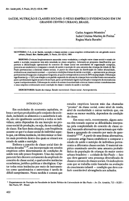 SA&Uacute;DE, NUTRI&Ccedil;&Atilde;O E CLASSES SOCIAIS: O NEXO