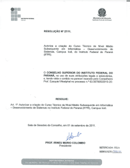 Res. 27.11 – Autoriza a ciação do curso Técnico de Nível