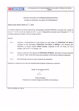 Resolução CR-PE 22/2015 - Curso Técnico em Produção
