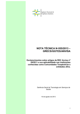 NOTA TÉCNICA Nº 055/2013 – GRECS/GGTES/ANVISA