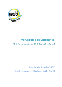 Programa Provisório do VII Colóquio de Optometria