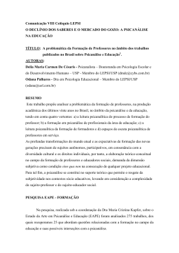 Comunicação VIII Colóquio LEPSI O DECLÍNIO DOS SABERES E O