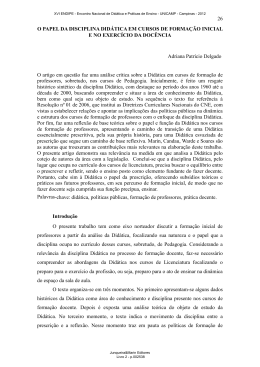 o papel da disciplina didática em cursos de formação