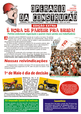 Jornal Operário - Mês Maio 2009, Ed. Extra 58 - Sintraconst-ES