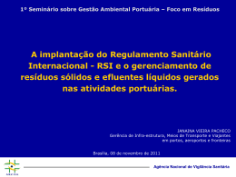Implanta&ccedil;&atilde;o do Regulamento Sanit&aacute;rio Internacional - RSI e
