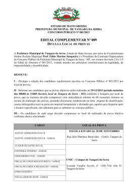 Edital complementar nº. 009/2013 - Prefeitura Municipal de Tangará