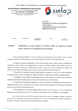 CARTA ABERTA AO PRESIDENTE DA CÂMARA