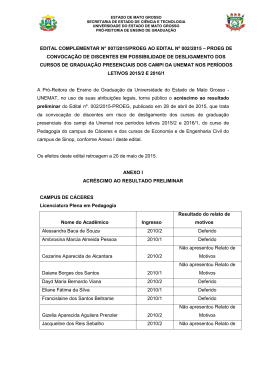 EDITAL COMPLEMENTAR N&deg; 007/2015/PROEG AO