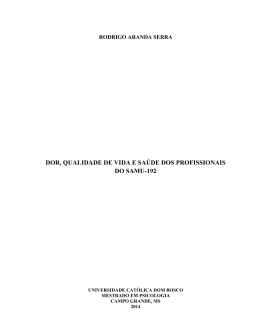 dor, qualidade de vida e sa&uacute;de dos profissionais do samu