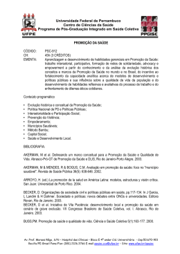Promo&ccedil;&atilde;o da Sa&uacute;de - Universidade Federal de Pernambuco