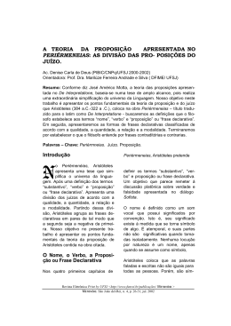 a teoria da proposi&ccedil;&atilde;o apresentada no peri&eacute;rmeneias