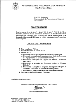 ASSEMBLEIA DE FREGUESIA DE CANIDELO Vila Nova de Gaia