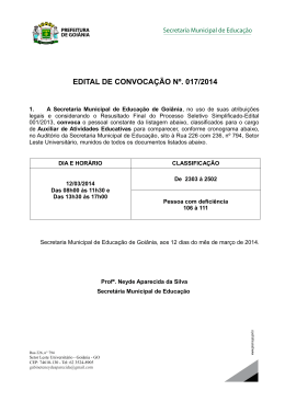 EDITAL DE CONVOCAÇÃO Nº. 017/2014